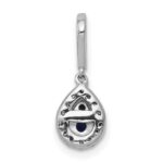 14k White Gold 1/4 carat Blue and White Diamond Teardrop Halo Pendant - Image 3