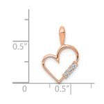 14k Rose Gold 1/20 carat AA Diamond Heart Pendant - Image 3