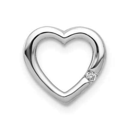 14k White Gold .01 carat Diamond Heart Chain Slide