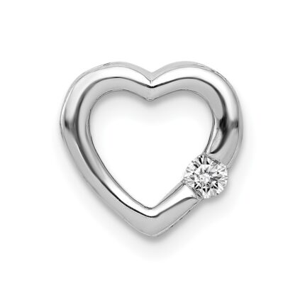 14k White Gold 1/20 carat Diamond Heart Chain Slide