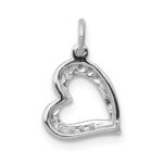 14k White Gold 1/20 carat Diamond Curved Heart Charm - Image 3