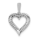 14k White Gold 1/4 carat Diamond 2-row Heart Pendant - Image 3