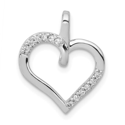 14k White Gold 1/10 carat Diamond Heart Pendant