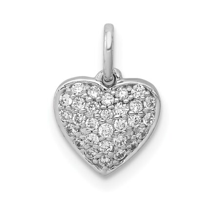 14k White Gold 1/5 carat Pave Diamond Heart Pendant