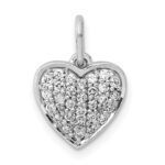 14k White Gold 1/4 carat Pave Diamond Heart Pendant