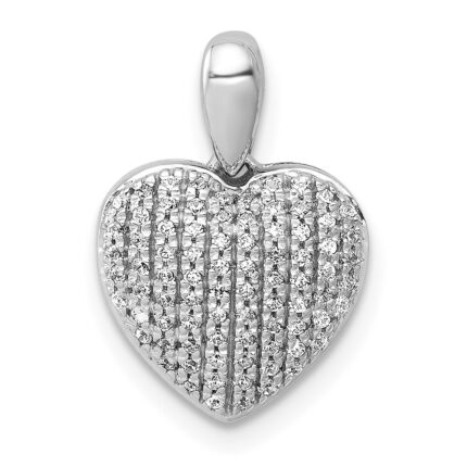 14k White Gold 1/4 carat Pave Diamond Heart Pendant