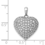 14k White Gold 1 carat Pave Diamond Fancy Heart Pendant - Image 4