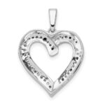 14k White Gold with Black Rhodium 1/20 carat Blue and White Diamond Heart Pendant - Image 4