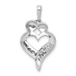 14k White Gold Diamond MOM Heart Pendant - Image 3