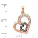 14k Rose Gold and Black Rhodium Champagne and White Diamond Hearts Pendant - Image 4