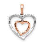 10Kt White w/ Rose Gold Heart Charm Diamond Heart Pendant - Image 3