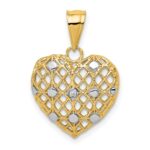 10k and White Rhodium 1/2pt Diamond Heart Pendant
