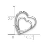 14k White Gold .01 carat Diamond Double Heart Chain Slide - Image 3