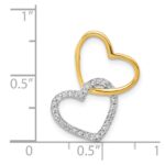 14k Two-Tone 1/10 carat Diamond Double Heart Chain Slide - Image 4