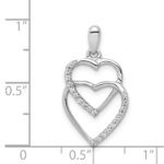 14k White Gold 1/10 carat Diamond Entwined Hearts Pendant - Image 3