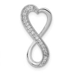 14k White Gold 1/10 carat Diamond Freeform Heart Infinity Chain Slide