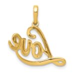 14k and White Rhodium Diamond LOVE Script Pendant - Image 3