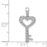 14k White Gold 1/20 carat Diamond Heart Key Pendant - Image 4