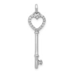 14k White Gold Polished 1/10 carat Diamond Heart Key Pendant