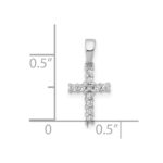 14k White Gold 1/10 carat Diamond Latin Cross Pendant - Image 3