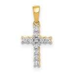 14k and White Rhodium 1/10 carat Diamond Latin Cross Pendant