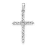 14k White Gold Polished 1/4 carat Diamond Cross Pendant