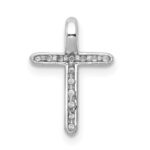 14k White Gold 1/8 carat Diamond Cross Chain Slide - Image 3
