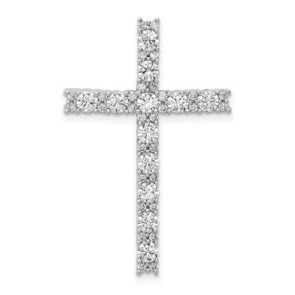 10k White Gold 1 carat Lab Grown Diamond VS/SI+ G+ Complete Cross Chain Slide Pendant