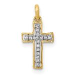 14k and White Rhodium 1/20 carat Diamond Cross Pendant