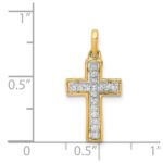 14k and White Rhodium 1/8 carat Diamond Cross Pendant - Image 4
