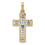 14k and White Rhodium 1/2 carat Diamond Cross Pendant - Image 3