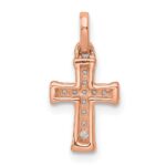 14K Rose Gold Small 1/20 carat Diamond Latin Cross Pendant - Image 4