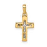14k 1/6 carat Diamond Latin Cross Pendant - Image 3