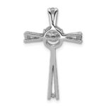 14k White Gold 1/15 carat Vibrant Moving Diamond Cross Chain Slide - Image 3