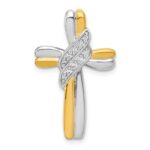 14k Two-tone 1/20 carat Diamond Cross Omega Slide Pendant