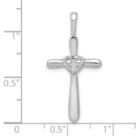 10K White Gold 1/10ct. Diamond Cross w/Heart Pendant - Image 4