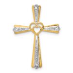 14k and White Rhodium Diamond Cross Pendant