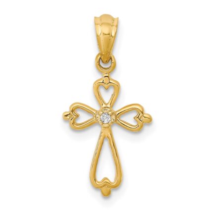 14k Diamond Accented Cross Pendant