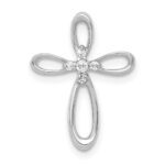 14k White Gold 1/20 carat Diamond Cross Chain Slide