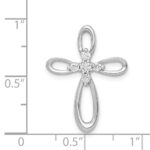 14k White Gold 1/5 carat Diamond Cross Chain Slide - Image 4