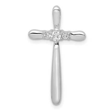 14k White Gold 1/10 carat Diamond Cross Chain Slide