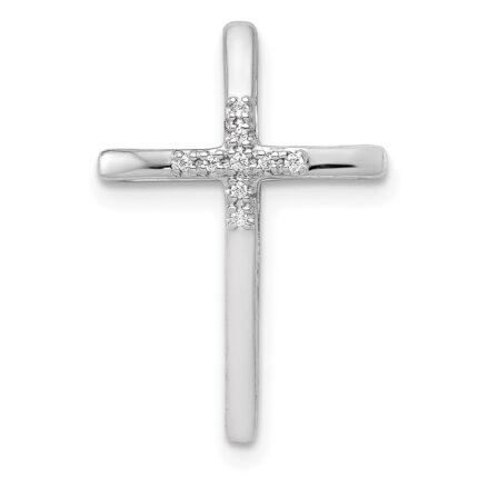 10K White Gold .03ct. Diamond Cross Chain Slide