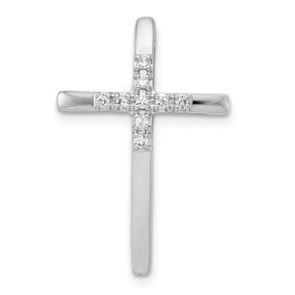 14k White Gold 1/10 carat Diamond Cross Chain Slide