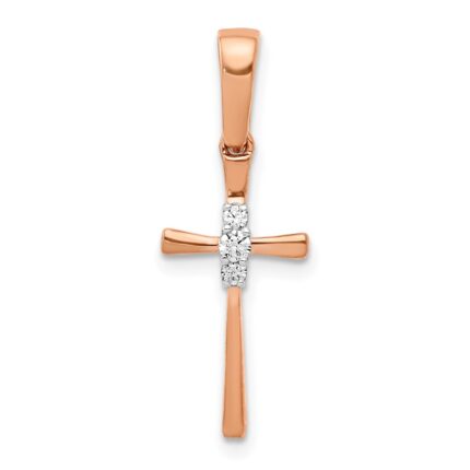10k Rose Gold .03ct. Diamond Cross Pendant