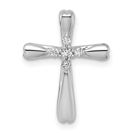 14k White Gold 1/10 carat Diamond 5-Stone Cross Chain Slide