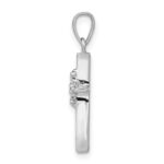 14k White Gold .01 carat Diamond Polished Cross Pendant - Image 2