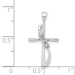 14k White Gold .01 carat Diamond Cross Pendant - Image 4