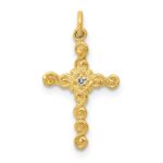 14k Small .01 carat Diamond Cross Charm