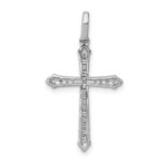 14k White Gold 1/10 carat Diamond Cross Pendant - Image 3