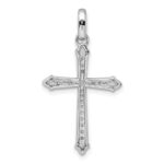 14k White Gold 1/5 carat Diamond Cross Pendant - Image 3